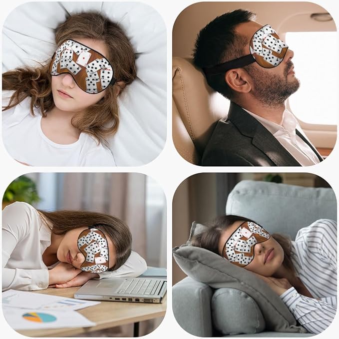 Playing Cards Silk Eye Mask Sleep Mask Funny Poker Wooden Table Rectangle Eye Mask with Adjustable Strap Lightweight for Women Work Travel Night Sleep