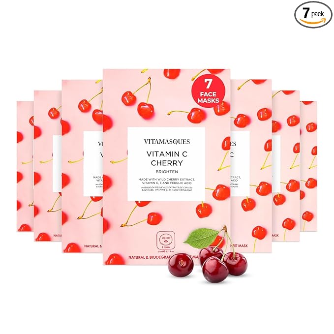 Vitamasques Korean Collagen Face Mask - Hydrating & Moisturizing Korean Sheet Mask with Lychee & Hyaluronic Acid – Vegan Facial Skincare for Firming, Plumping & Skin Care - 7 Pack