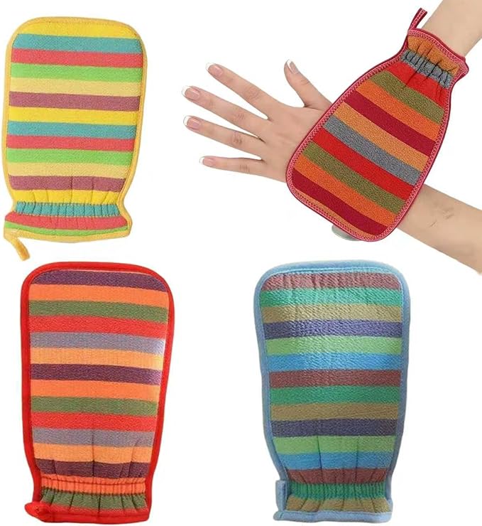 3Pcs Exfoliating Gloves, Exfoliating Glove for Bath Scrub, Dead Skin Remover, Body Scrub Gloves for Shower, Spa, Massage and Dead Skin Cell Remover Loofah