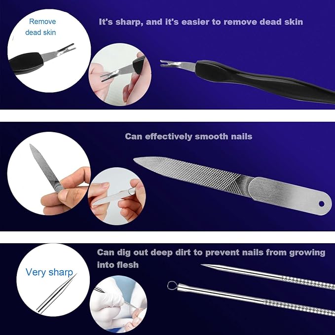 Ingrown Toenail File and Lifters Set(6pcs), Professional Pedicure Tool Toenail Grooming Kit, Ingrown Toenail Treatment Pedicure Kit, Under Nail Cleaner Tools (6PCS)