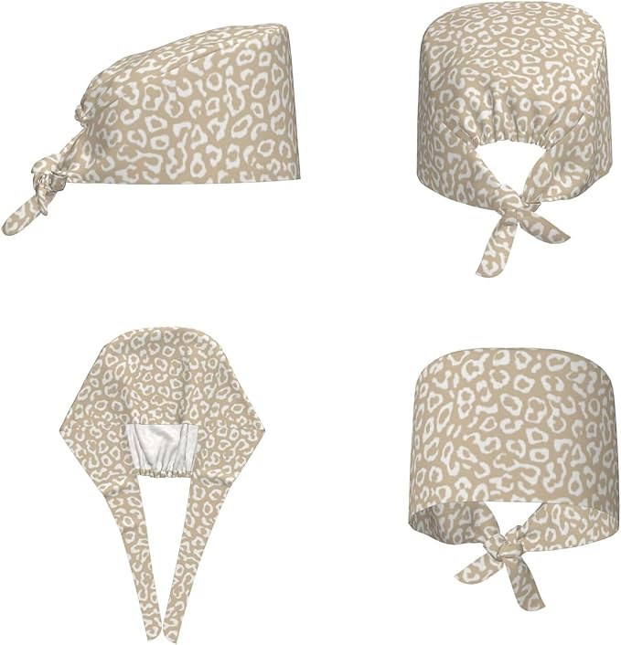 Scrub Cap for Women and Men Boho Black Leaf Pattern Adjustable Breathable Sweatband Hat for Work Kitchen Spa Shower Daily Use