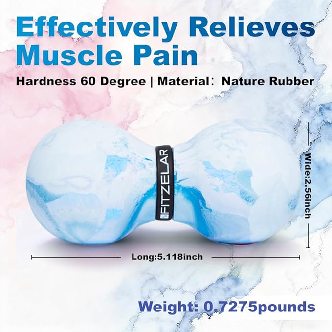 FITZELAR Double Lacrosse Massage Ball for Myofascial Release, Quality Certification, Massage Deep Tissue for Waist Back Feet, Trigger Point Therapy, Muscle Knots, Peanut Massage Ball for Muscle Pain