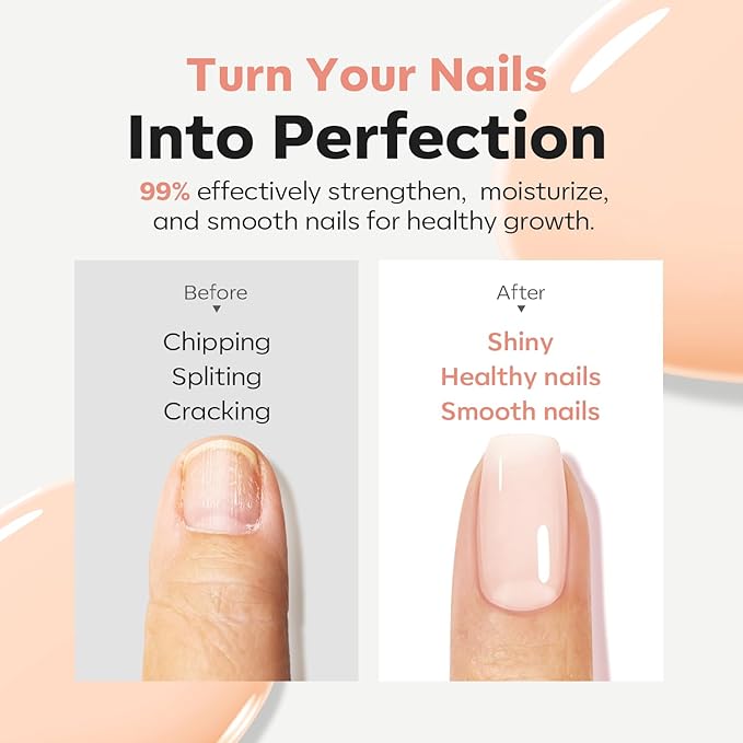 modelones Nail Strengthener and Growth Jelly Nude Pink Nail Polish Nail Hardener Extra Strong and Growth Nails Strengthening Polish 15ml Natural Concealer Foundation Nail Care Gifts for Women