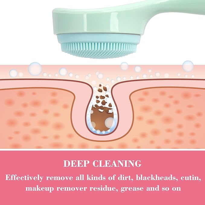 HINZIC 2 Pack Silicone Manual Facial Cleansing Brush, Skin Friendly Waterproof Face Cleaning Scrubber Exfoliator Cleanser for Blackheads Whiteheads Makeup Residues Removal- Green