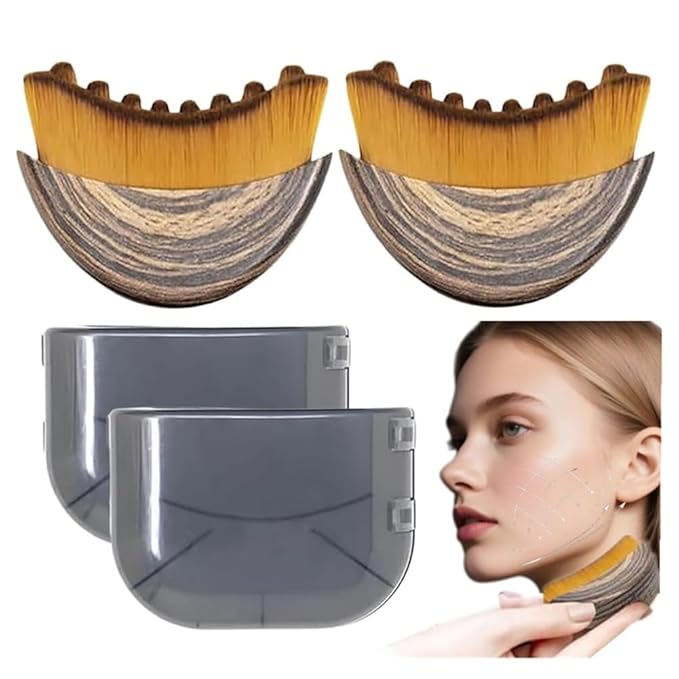 1/2 PCS Lymphatic Contour Face Brush for Sculpting – Anti-Puffiness, Detox & Lift, Improves Skin Glow & Absorption (2 Pcs Contour Face Brush)
