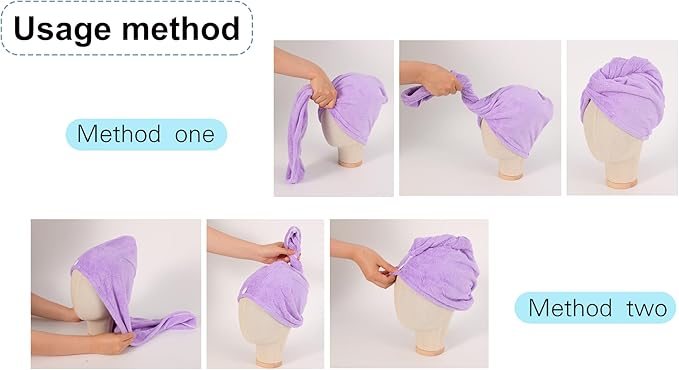 Microfiber Hair Drying Towel Wrap for Women, Hair Turbans Towel for Wet Hair,turbie Twist Hair Towels(The Color of the Picture is for Reference only) (Dark Blue-Double Layer)