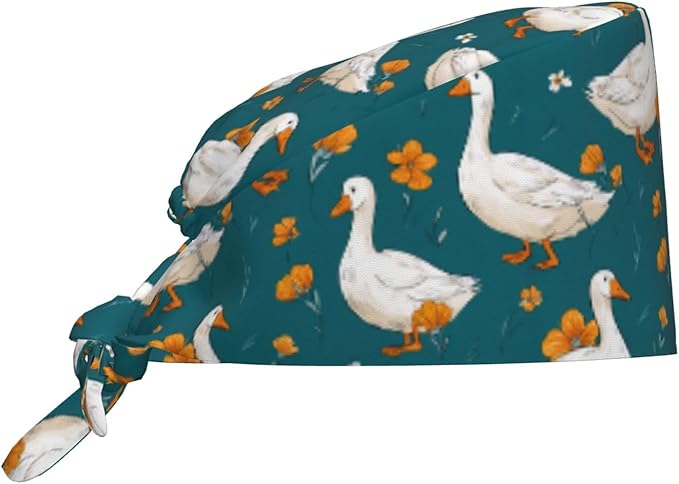 Alligator Ice Cream Working Cap, Scrub Cap with Sweatband, Adjustable Tie Back Hat Breathable Headgear for Women/Men