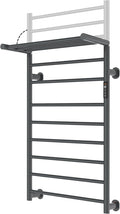 Foldable Heated Towel Rack, Dual-Zone Electric Towel Warmer Rack with Timer, GFCI Plug-in or Hardwired, Wall-Mounted, Drill-Free Installation, Twilight Grey, CA3-1100X550-Standard-TG