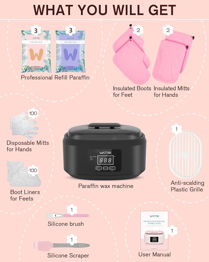 Paraffin Wax Machine for Hand and Feet -Paraffin Wax Warmer Moisturizing Kit Auto-time and Keep Warm Paraffin Hand Wax Machine for Arthritis (Black)