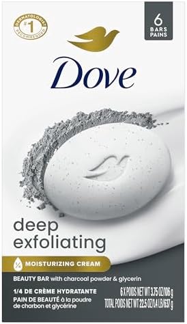 Dove Deep Exfoliating Beauty Bar Soap , Charcoal Powder, I 6 Count 3.75 oz by Dove