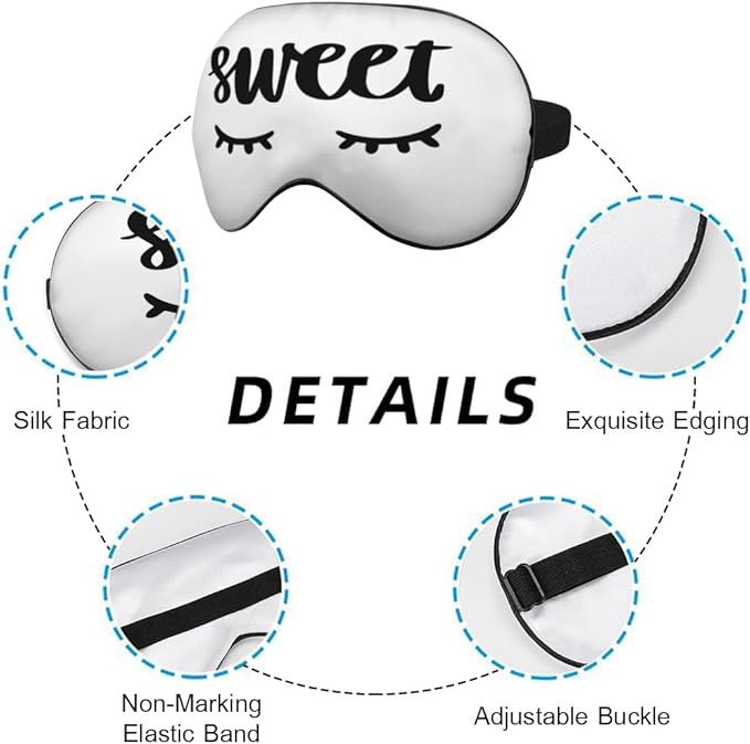 Sweet Dreams Eye Mask Sleeping Mask Cute Eyelashes White Sleep Masks Silky Soft Eye Cover for Women Men Shading Blindfold for Air Travel Sleeping