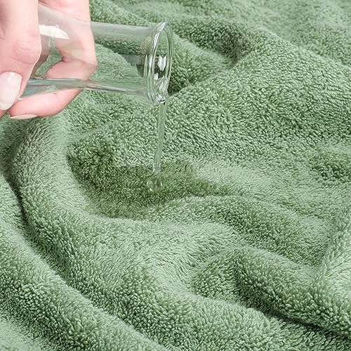 Cotton Paradise Towel Set of 6, 2 Bath Towels, 2 Hand Towels and 2 Washcloths Towels for Bathroom Sets, Green - Image 6