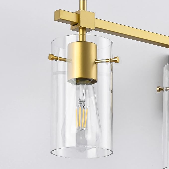 SOLFART Gold Bathroom Light Fixtures 2 Light Wall Light Fixtures Bathroom Vanity Light Over Mirror Vintage Light
