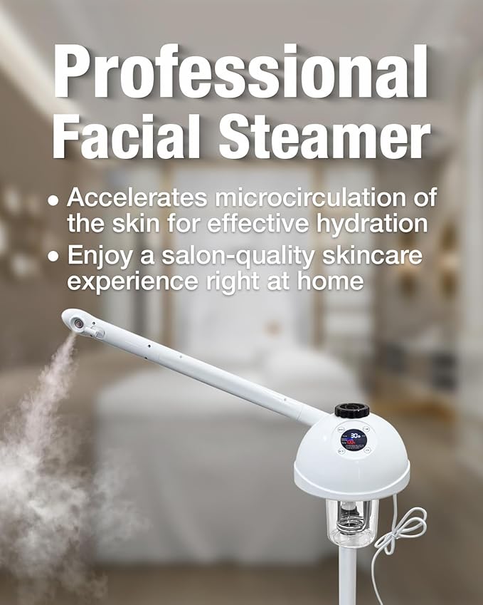 Professional Facial Steamer with Hot Ozone Function—Ideal for Estheticians and Beauty Professionals, for Use at Home or in the Salon
