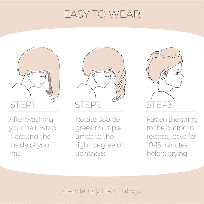 Microfiber Hair Drying Towel with Button 1Pack Khaki Waffle Long Hair Head Wraps Twist Plopping Curly Shower Turban Terry Cloth Fast Absorbent Dry Anti Frizz Hair Wraps for Women Wet Hair