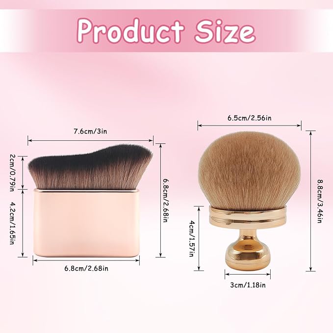 2Pcs Extra Large Body Makeup Brush,YuCool Kabuki Brush for Self Tanner,Rose Gold Self Tanning Blend Brush for Face Body