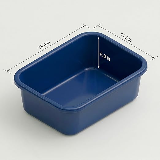 DecorRack 2 Plastic Wash Basins, Large 10 Quart Graduated Bucket, Portable Washbasin for Washing, Cleaning, Foot Bath, Dishes, Face Cleansing Bowl, Blue (2 Pack)