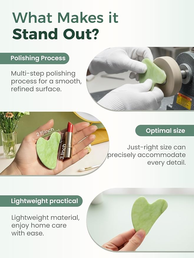 Gua Sha Facial Tools, Natural Jade Stone Guasha Tool for Face Acupuncture Therapy Trigger Point Treatment, Gua Sha Scraping Massage Tool