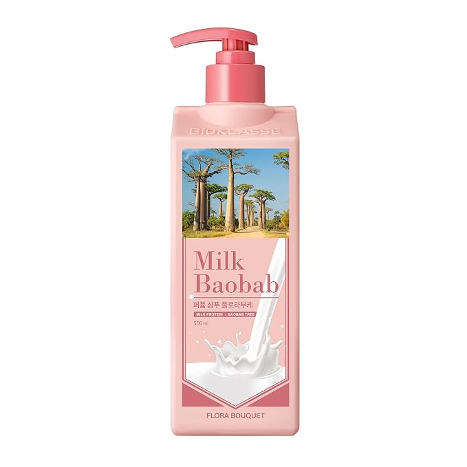 Milk Baobab Hydrating Shampoo, Nourishing Korean Hair Care, Long-Lasting Flora Bouquet Fragrance, Hydrolyzed Keratin, Paraben-Free, 16.9 fl oz