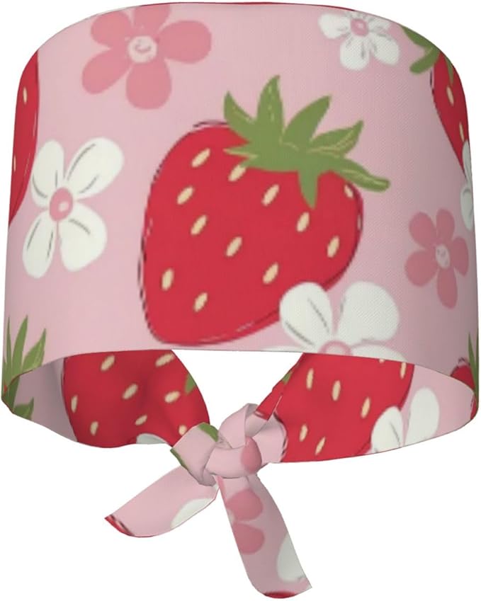 Adjustable Scrub Cap with Buttons & Sweatband, Working Hat with Elastic Tie Back, Unisex Nurse Surgical Caps for Women & Men