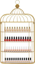 Nail Polish Organizer Wall Mounted, 4-Tier Nail Polish Storage Rack, Metal Nail Polish Storage Holder, Multifunctional Organizer for Essential Oil Perfume Lipsticks at Home Salon Spa(Gold)
