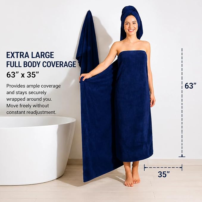 SEISSO 4 Pack Extra Large Bath Towels 63"x35", Bath Sheets for Sensitive Skin 70% Polyester 30% Viscose Fiber from Bamboo, Super Soft, Highly Absorbent & Quick Dry, Oversized Shower Towels