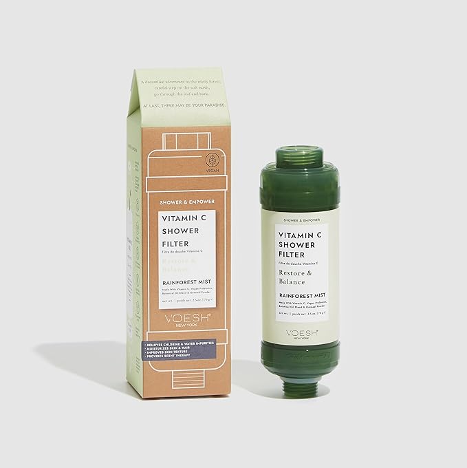 VOESH Vitamin C Shower Filter, Rainforest Mist, Shower Aromatherapy, Water Purifier, Water Softener, Vegan Probiotics, Spa Shower Head, Water Filter, Shower Self-Care