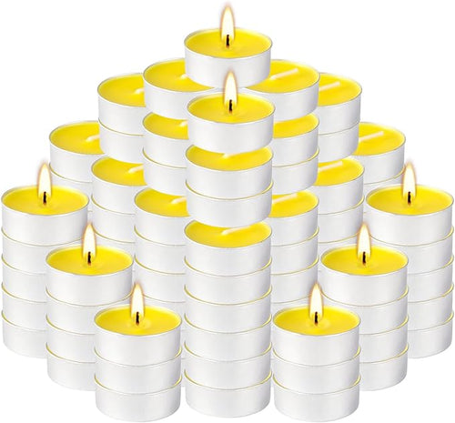 100 Pack Scented Tealight Candles - 4 Hours Burning Lemon Aromatherapy | Valentine's Day Romantic Dinner & New Year Home Decor, Yellow Votive Candles for Wedding, Holiday Gift & Emergency (Yellow)