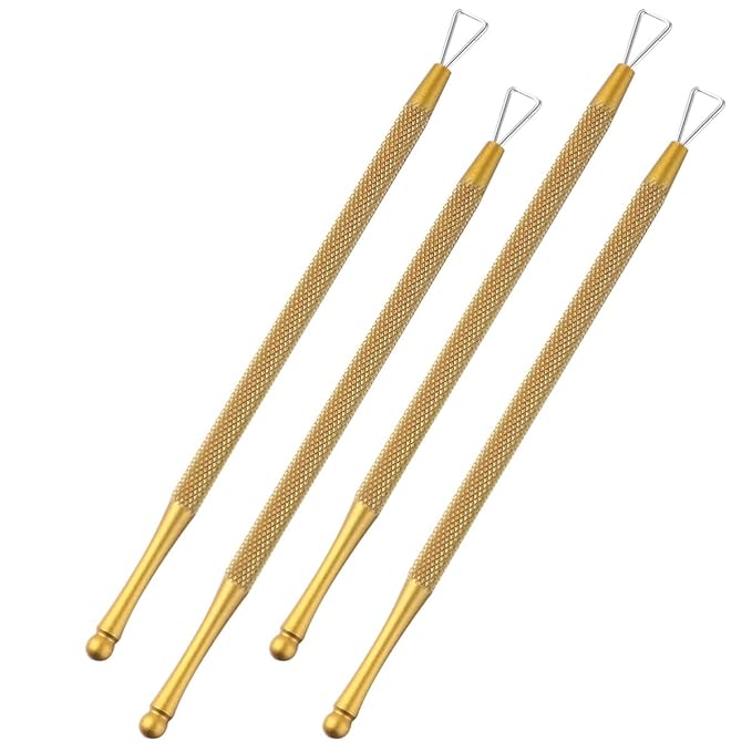 Beavorty Stainless Steel Nail Spatula and Triangle Cuticle Pusher Set 5.12 Inch Manicure Tool for Gel Nail Polish Peeling and Cuticle Trimming