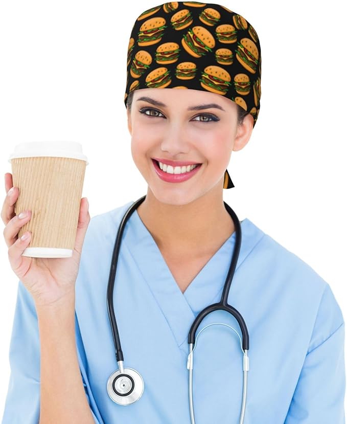 Working Cap Scrub Caps with Sweatband Adjustable Tie Back Hat Nurse Surgical Caps Unisex