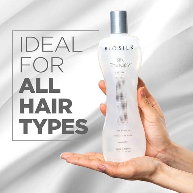 BioSilk Silk Therapy Original, Reconstructing Leave-In Hair Treatment, Adds Shine, Smooths & Prevents Split Ends, Sulfate-Free, Paraben-Free, Cruelty-Free, 12 Oz | Adding Shine, Sulfate Free, Paraben Free, Cruelty Free, 12 Oz