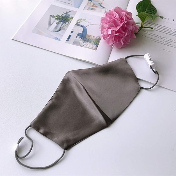 ROSEWARD 100% Mulberry Silk Face Mask for Women Men Reusable Adjustable with Filter Pocket