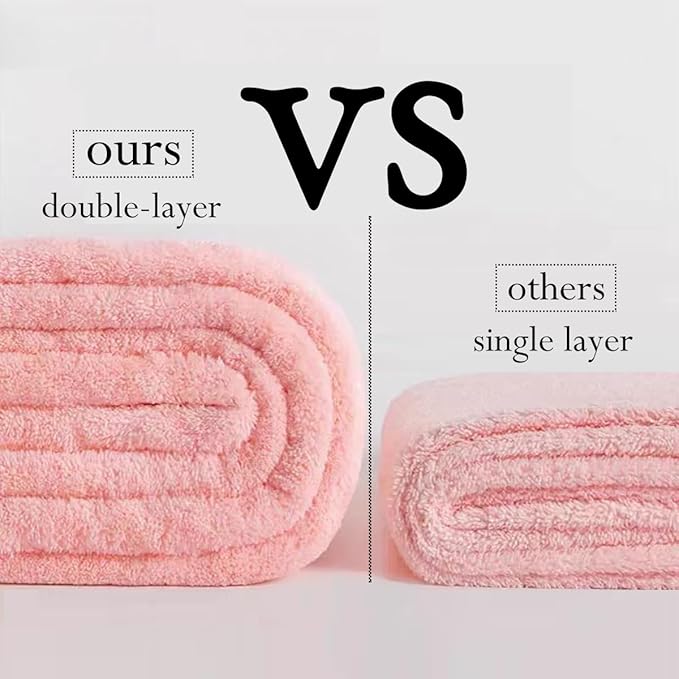 Microfiber Hair Drying Towel Wrap for Women, Hair Turbans Towel for Wet Hair,turbie Twist Hair Towels(The Color of the Picture is for Reference only) (Dark Blue-Double Layer)