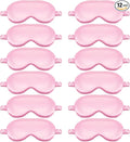 Cutecrop 12 Pcs Silk Sleep Masks Soft Satin Eye Masks with Adjustable Elastic Strap for Sleeping Comfortable Blindfold Eyeshade for Women Men Nap Night Travel Gifts (Pink)