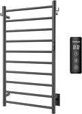 P&Dlusir Towel Warmer, Heated Towel Rack with Smart Timer and Thermo Control, Wall-Mounted Heated Towel Rail, Stainless Steel, Hard-Wired/Plug-in, Matte Black, 10 bar