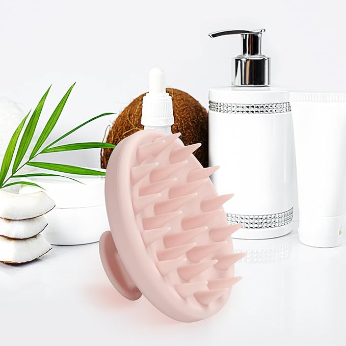 Meartchy Silicone Scalp Massager, Scalp Scrubber for Hair Growth with Soft Bristles, Scalp Exfoliator Brush Dandruff Removal Shampoo Brush for Wet Dry Scalp Care (Light Pink)