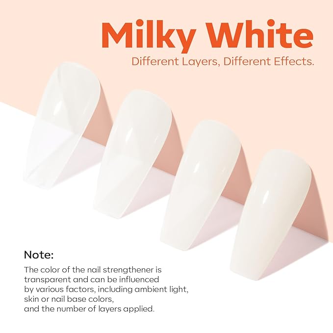 modelones Nail Strengthener and Growth Clear Gel Top Coat Nail Polish Cuticle Oil Pen Milky White Nail Repair for Damaged Nails Care Kit for Women 15 ml Ridge Filler for Growth
