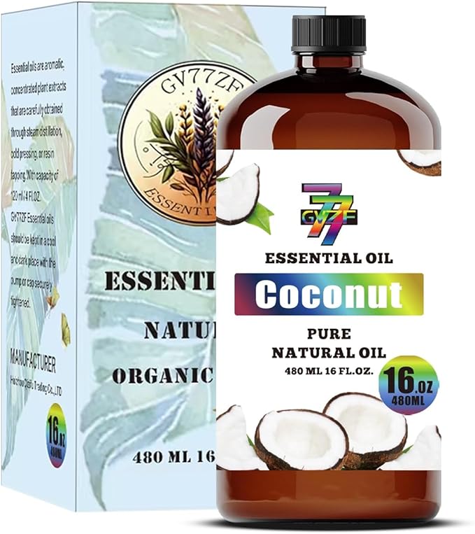Coconut Essential Oil - GV77ZF Coconut Oils for Diffusers, Humidifiers, DIY Candles, Soap, Cleaning, Home, Office, Yoga, Massage, Gifts - 16 fl oz (480 ml)