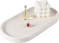 Koville Creamy White Marble Tray for Bathroom, 12"x6" Natural Luxury Marble Vanity Tray for Home Decor Countertop, Stone Oval Trays for Perfume & Jewelry Organizer, Stone Storage Trays