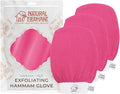 Natural Elephant Exfoliating Hammam Glove | Authentic Moroccan Kessa Body Scrub Mitt for Spa-Quality Skin Renewal | Pink Tulip 3 Pack