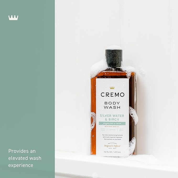 Cremo Body Wash for Men, Rich-Lathering Silver Water & Birch, 16 Fl Oz (Pack of 12)
