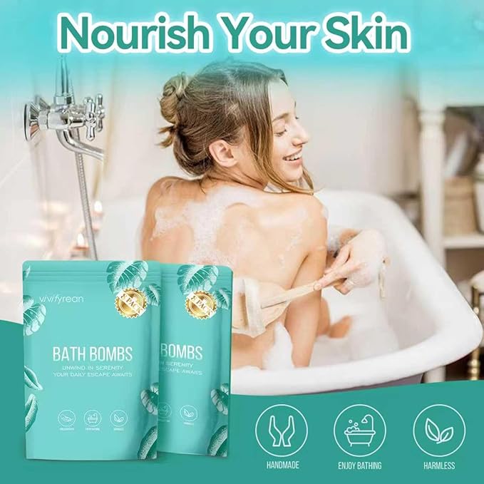 Bath Bombs, Bath Bombs for Women and Girls, Mothers day Birthday Gift, Relax Home Spa, 8 pack Organic with Essential Oil, Shea butter, Epsom salt, Non-Toxic, 4 Natural Scents, Easy to Clean
