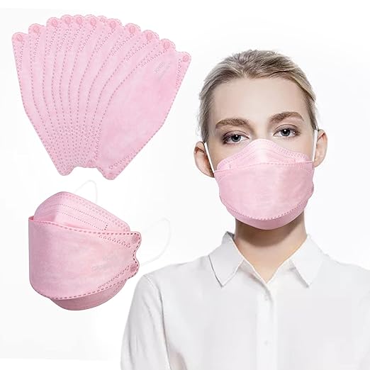 Borje KN95 Face Masks for Adults 50 Pack,5-Ply Pink Disposable Face Mask Against PM 2.5 Smoke & Dust, Filtration Efficiency 95%