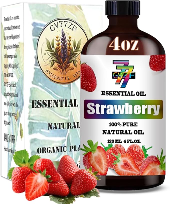 Strawberry Essential Oil - GV77ZF Strawberry Oils for Diffusers, Humidifiers, DIY Candles, Soap, Cleaning, Home, Office, Yoga, Massage, Gifts - 4 fl oz (120 ml)