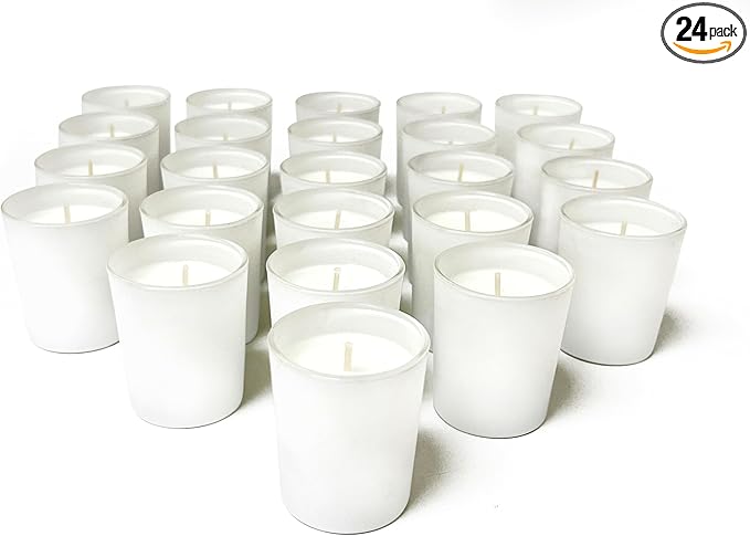 Simply Soson Scented Votive Candles, Bulk Set of 24 White Sage Small Candles Bulk, Votive Candles Scented in Glass, 10 Hours Burn, for Wedding, Birthday, Holiday Christmas & Home Decoration