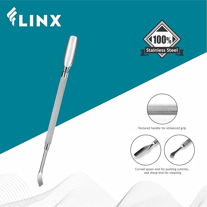 FLINX Nail Cuticle Pushers Tool with Pouch Nail Tools for Manicure & Pedicure Metal Cutіcle Pusher and Scraper Empujador de Cuticula Professional Cutіcle Tools for Nails, Naіl Pusher and Naіl Scraper