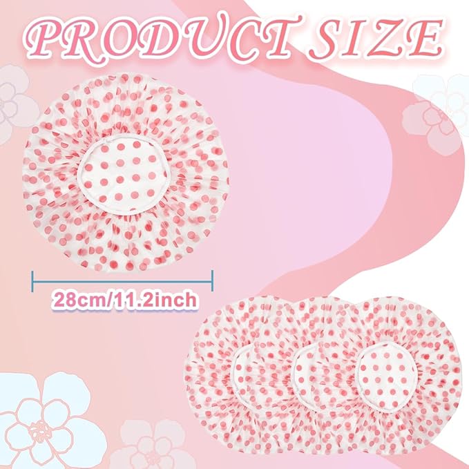 18Pcs Plastic Shower Caps for Women Waterproof Bath Caps Bathing Hair Cap Reusable Shower Caps for Shower,Spa,Salon,Housework,Girls,Home,Travel (Pink)