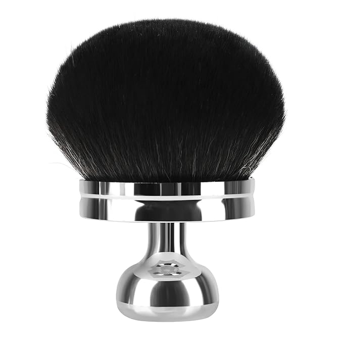 Extra Large Body Brush for Self Tanner, Leg Makeup & Bronzer Self Tan Applicator【Ultra Soft】【Shed-Proof】【Easy To Clean】3.3 inch Wide Round Head Brush，Silver-Black