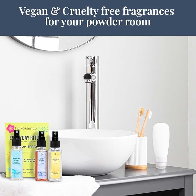 Folkulture Luxury Room Spray Odor Eliminator - Set of 3 (5.1 Fl Oz) | Non Toxic,Long Lasting Fresh Scent Lavender, Vanilla Room Spray Or Deodorizer For Relaxation, Bath, Home, Guest-Room Essentials
