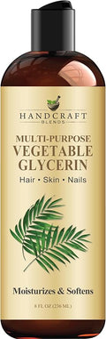 Handcraft Blends Vegetable Glycerin/Glycerine - for DIY Blends 8 Fl Oz - 100% Pure and Natural - Premium Grade Oil for Skin and Hair - Hair and Body - Massage